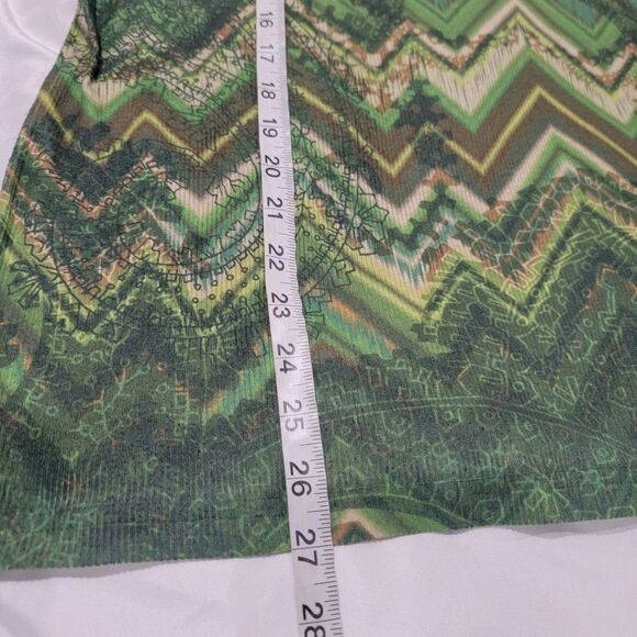 Jane‎ Ashley Womens Top Size 1X Rhinestone Art To Wear Green Abstract - Picture 4 of 6